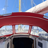 Capote de descente en tissus sunbrella rouge