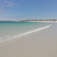 Ile de Bananec dans l'archipel des Glénan est reliée à Saint Nicolas par une longue bande de sable blanc