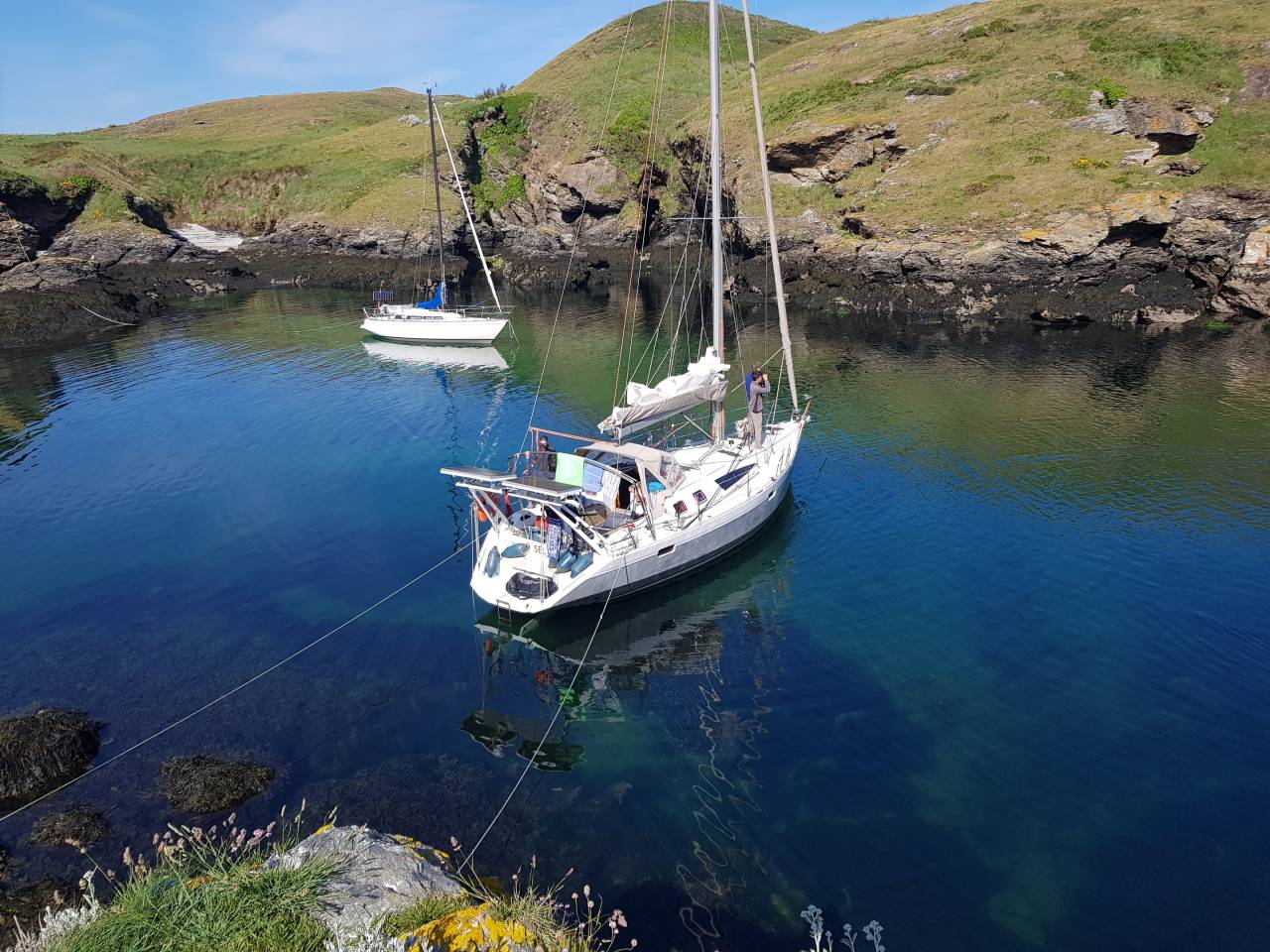 Mouillage de l'ovni 385 dans l'anse de Ster Ouen à Belle Ile